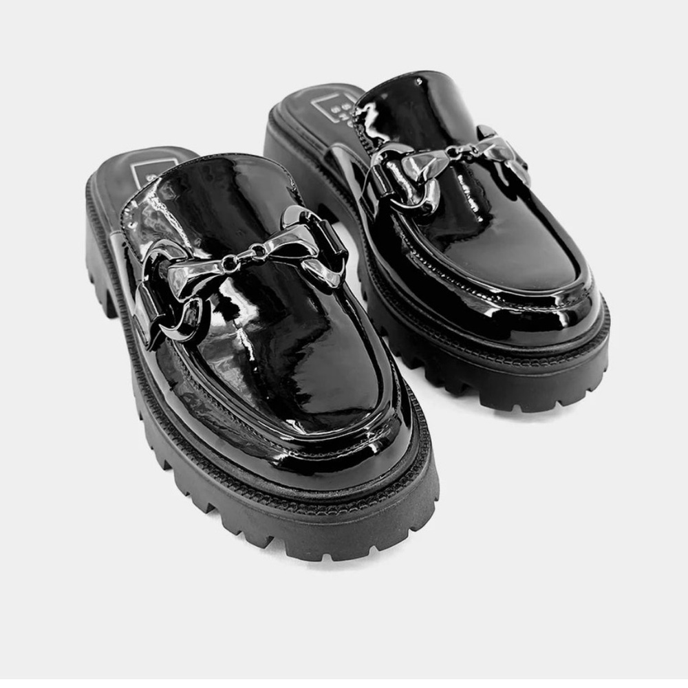 ShuShop Black Patent Leather Mules